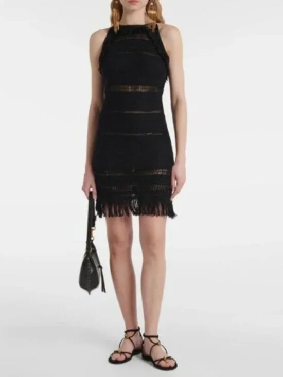 NWT Isabel Marant Etoile Aralia Black Crochet Mini Dress